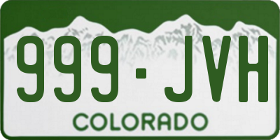 CO license plate 999JVH
