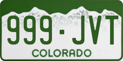 CO license plate 999JVT