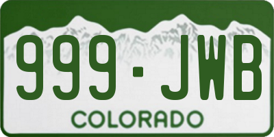 CO license plate 999JWB