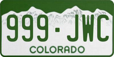 CO license plate 999JWC