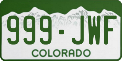 CO license plate 999JWF