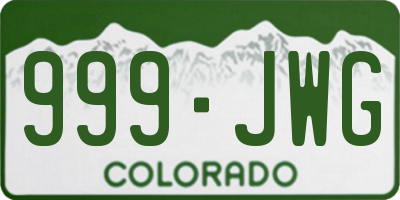 CO license plate 999JWG