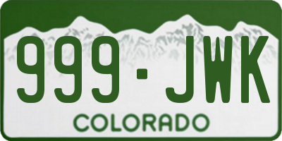 CO license plate 999JWK
