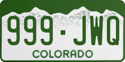 CO license plate 999JWQ