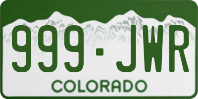 CO license plate 999JWR