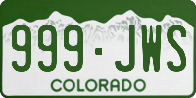 CO license plate 999JWS