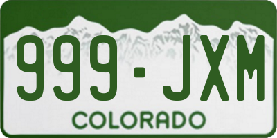 CO license plate 999JXM