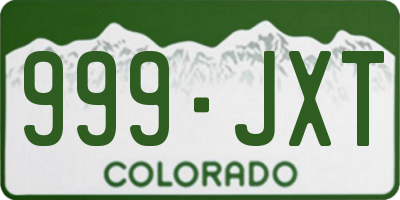 CO license plate 999JXT