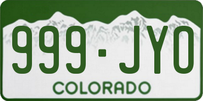 CO license plate 999JYO