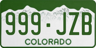 CO license plate 999JZB