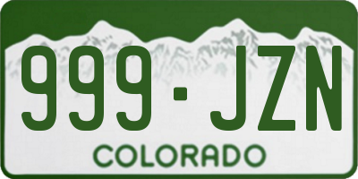CO license plate 999JZN