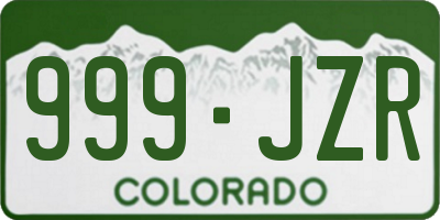 CO license plate 999JZR