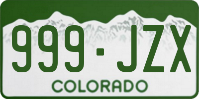 CO license plate 999JZX