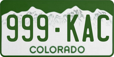 CO license plate 999KAC