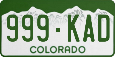 CO license plate 999KAD