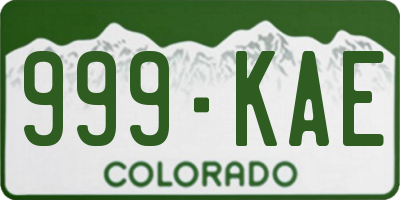 CO license plate 999KAE