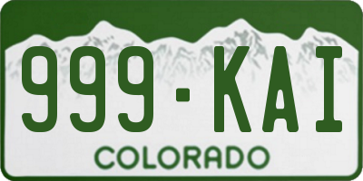 CO license plate 999KAI