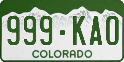 CO license plate 999KAO