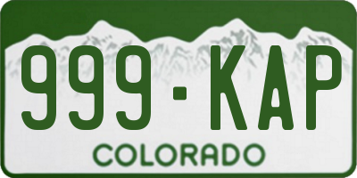 CO license plate 999KAP