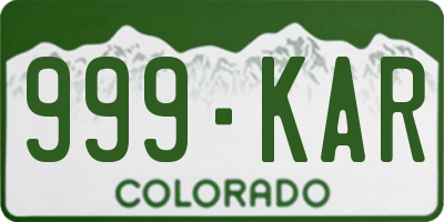 CO license plate 999KAR
