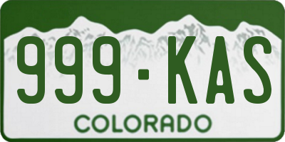 CO license plate 999KAS