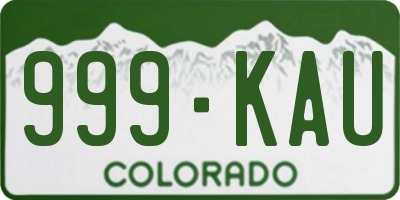 CO license plate 999KAU
