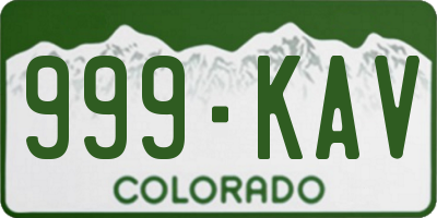 CO license plate 999KAV