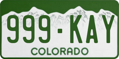 CO license plate 999KAY