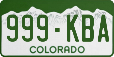 CO license plate 999KBA