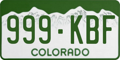 CO license plate 999KBF
