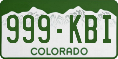 CO license plate 999KBI