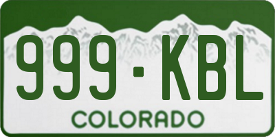 CO license plate 999KBL