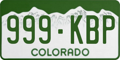 CO license plate 999KBP