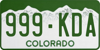 CO license plate 999KDA