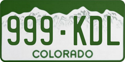 CO license plate 999KDL