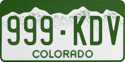 CO license plate 999KDV