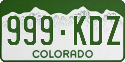 CO license plate 999KDZ