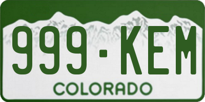 CO license plate 999KEM
