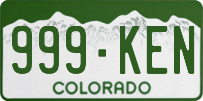 CO license plate 999KEN