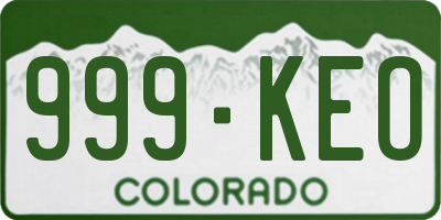 CO license plate 999KEO