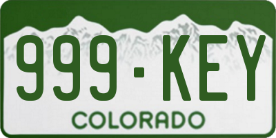 CO license plate 999KEY