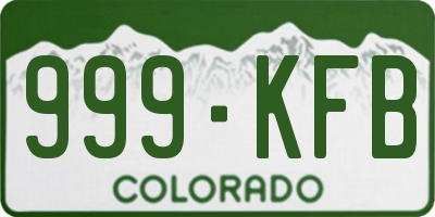 CO license plate 999KFB