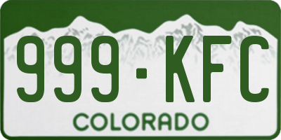 CO license plate 999KFC