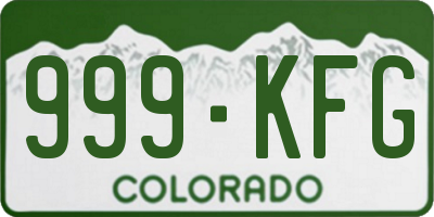 CO license plate 999KFG