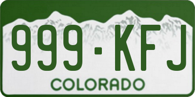 CO license plate 999KFJ