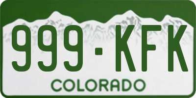 CO license plate 999KFK