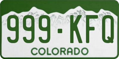 CO license plate 999KFQ