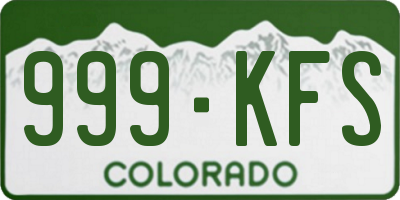 CO license plate 999KFS