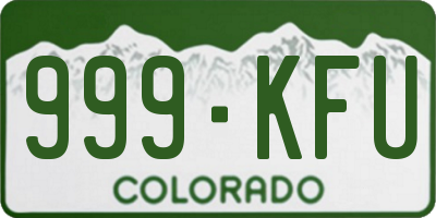 CO license plate 999KFU
