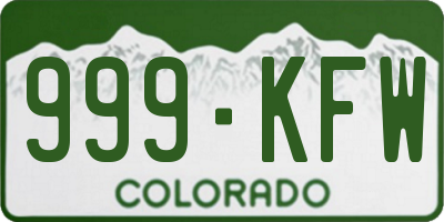 CO license plate 999KFW